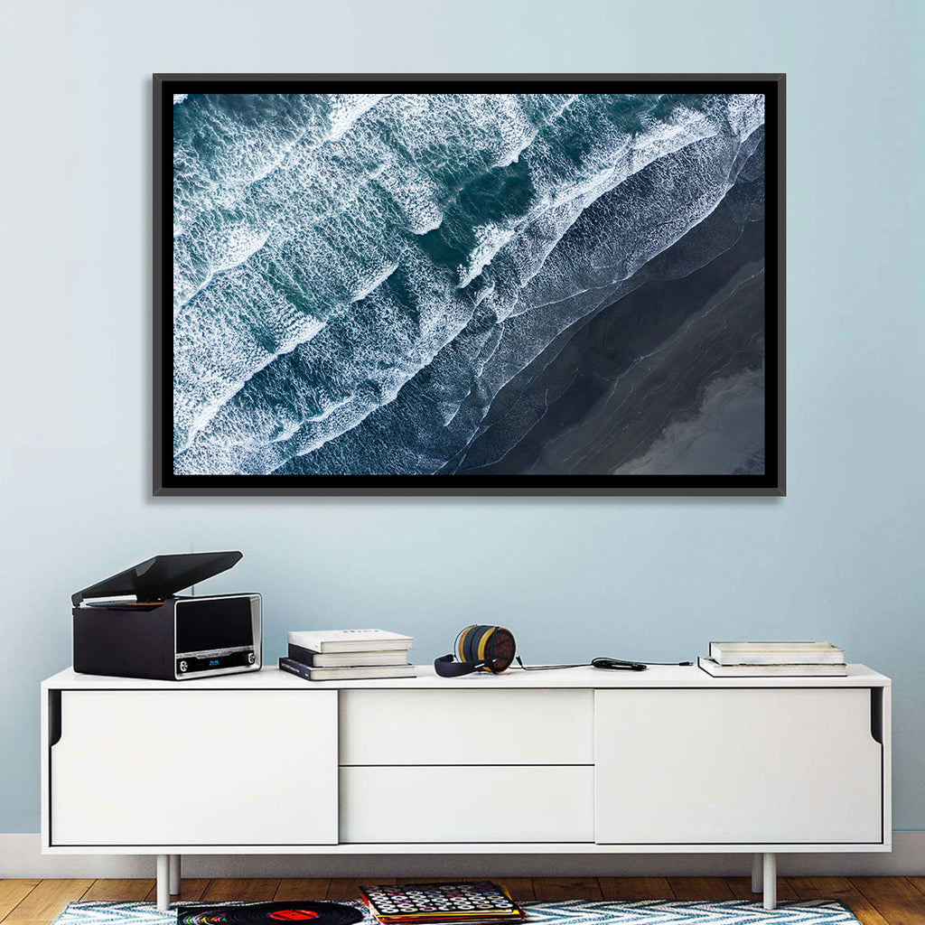 Volcanic Surf on Black Sand Wall Art