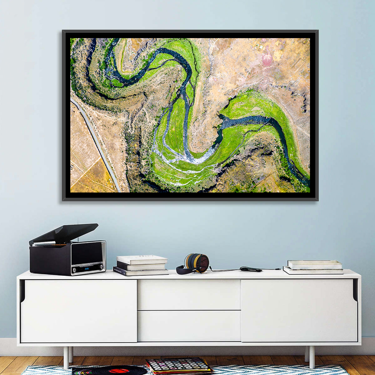 Kasagh River Valley Aerial Wall Art in a room, landscape