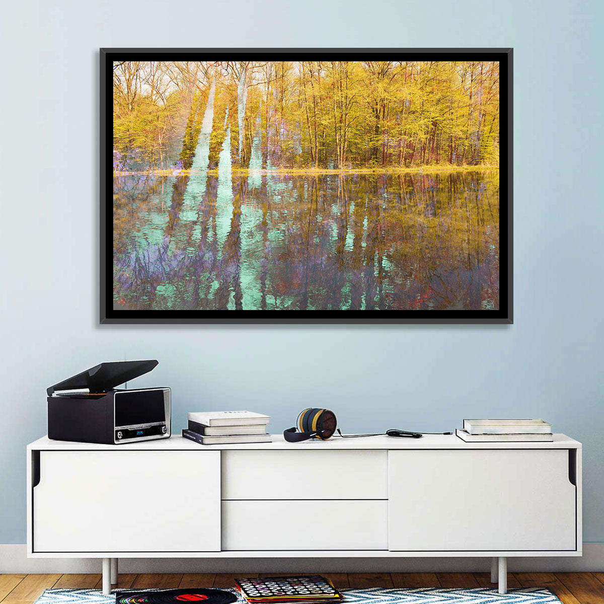 Autumn River Reflection Wall Art