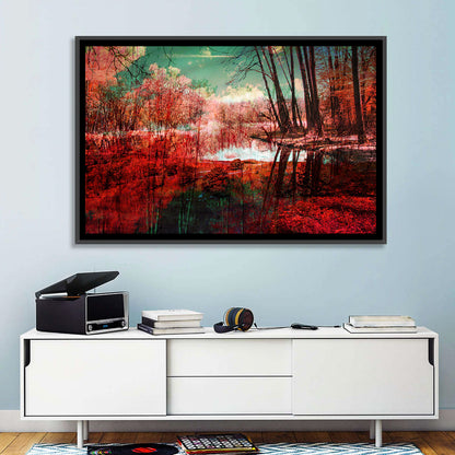 Red Autumn Forest Wall Art