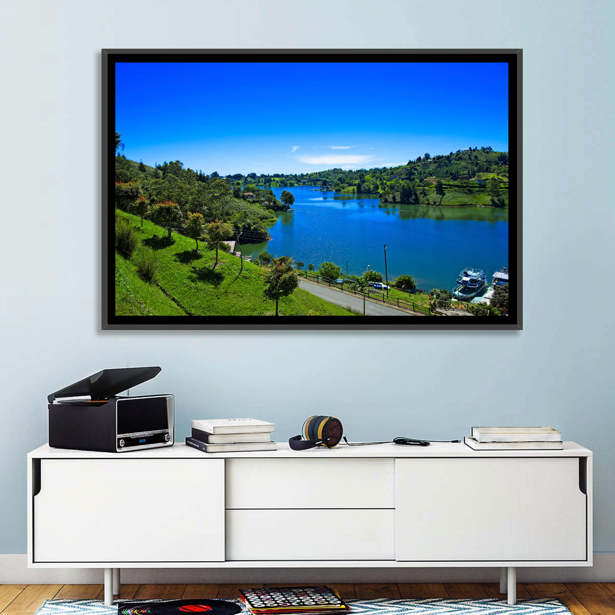 Santa Fe De Antioquia Lake View Wall Art in a room, landscape