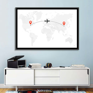 Air Travel World Map Wall Art