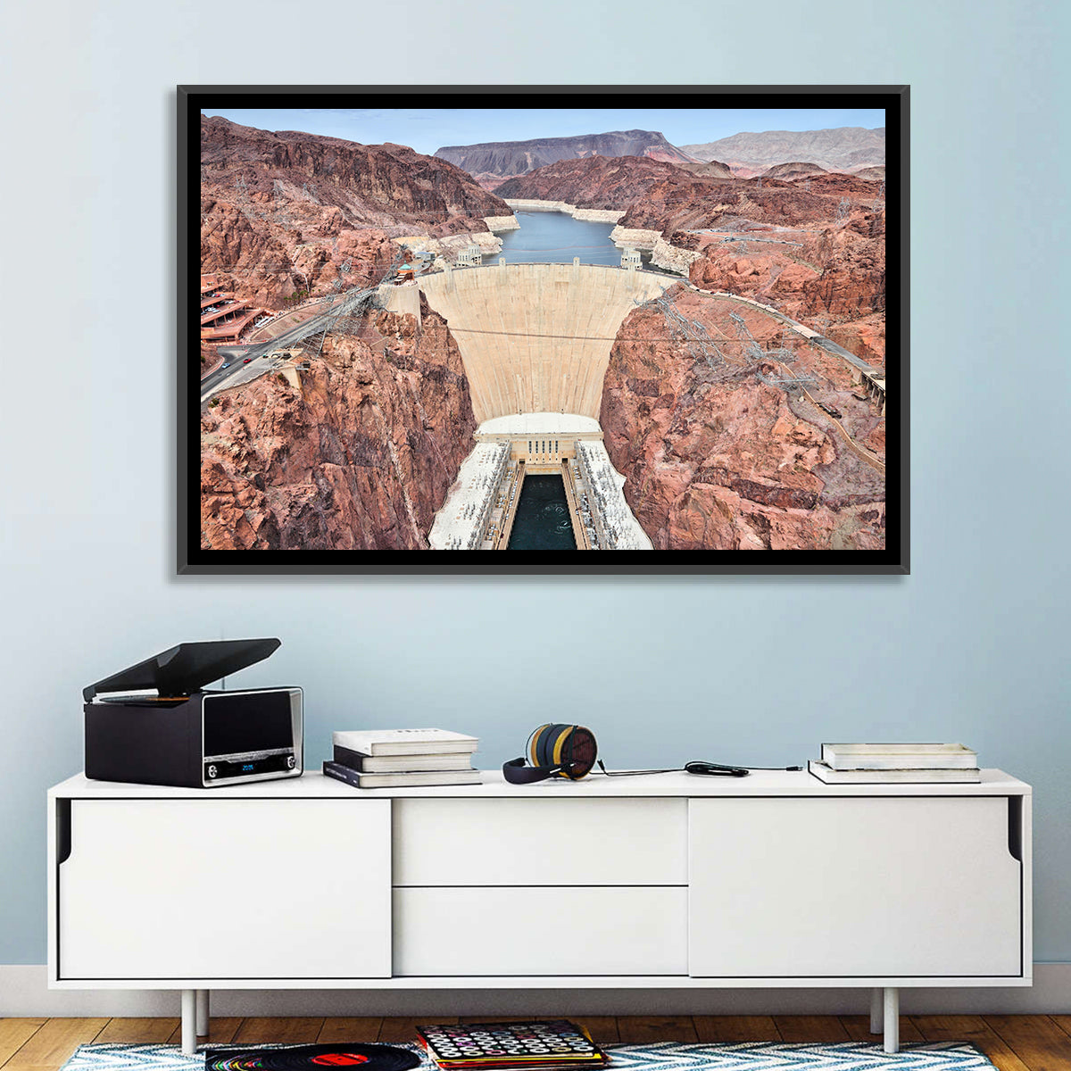 Hoover Dam High-angle View Wall Art in a room, landscape