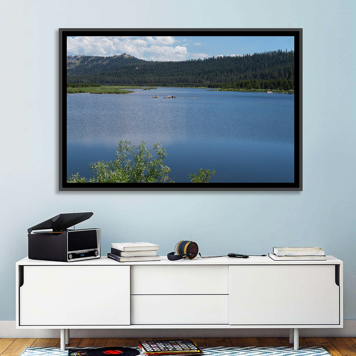 Lake Van Norden Wall Art in a room, landscape