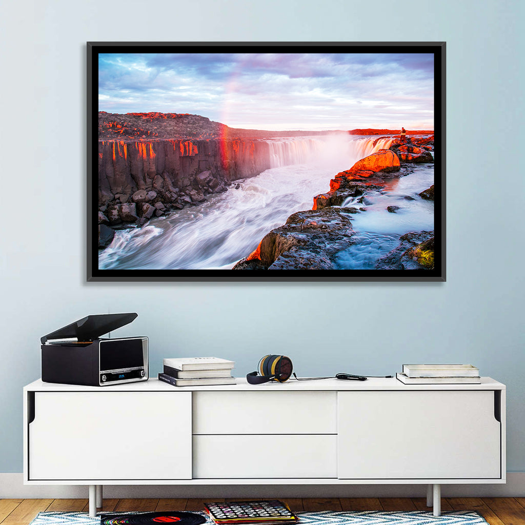 Golden Hour Selfoss Falls Rainbow Wall Art