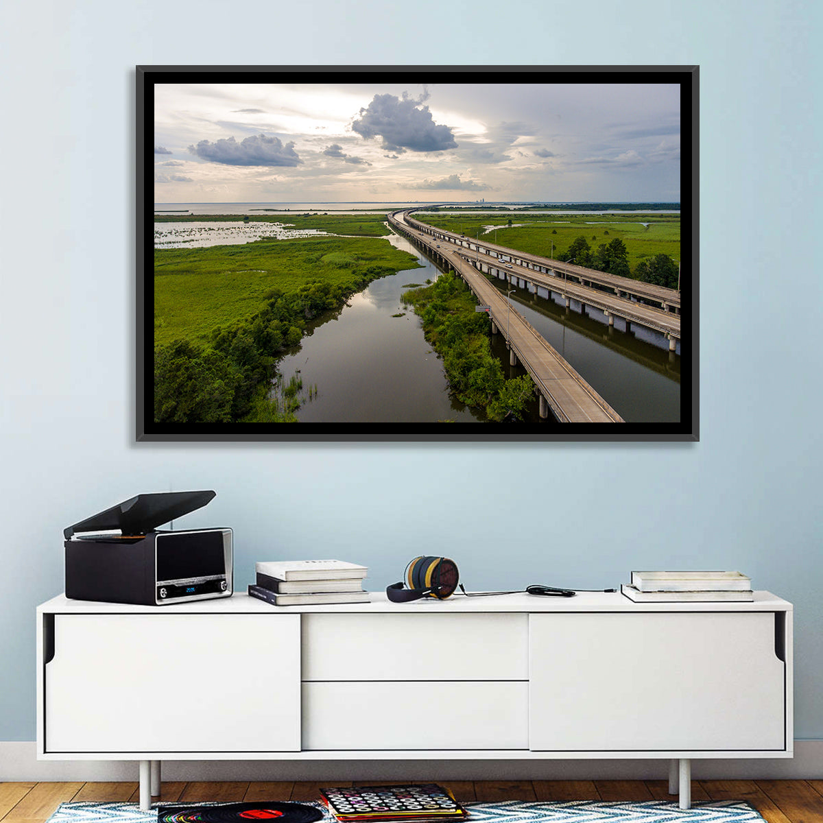 Interstate 10 Bridge Wall Art in a room, landscape