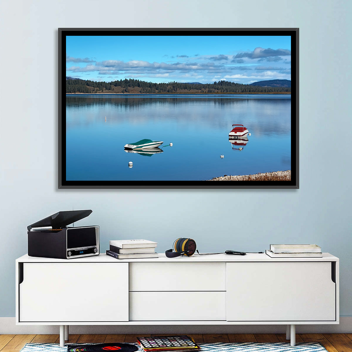 Jenny Lake Reflections Wall Art in a room, landscape