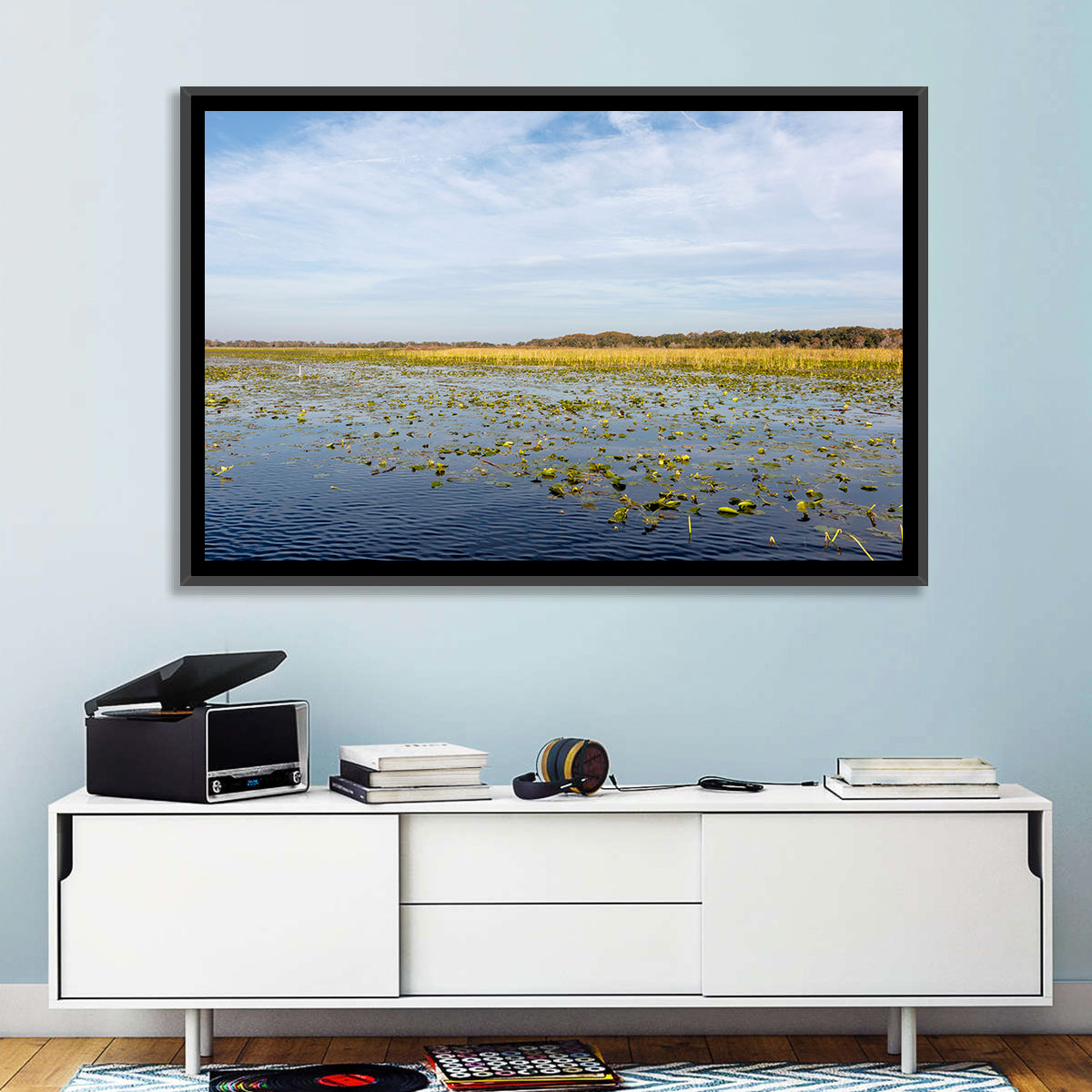 Lake Toho Lily Pads Wall Art in a room, landscape