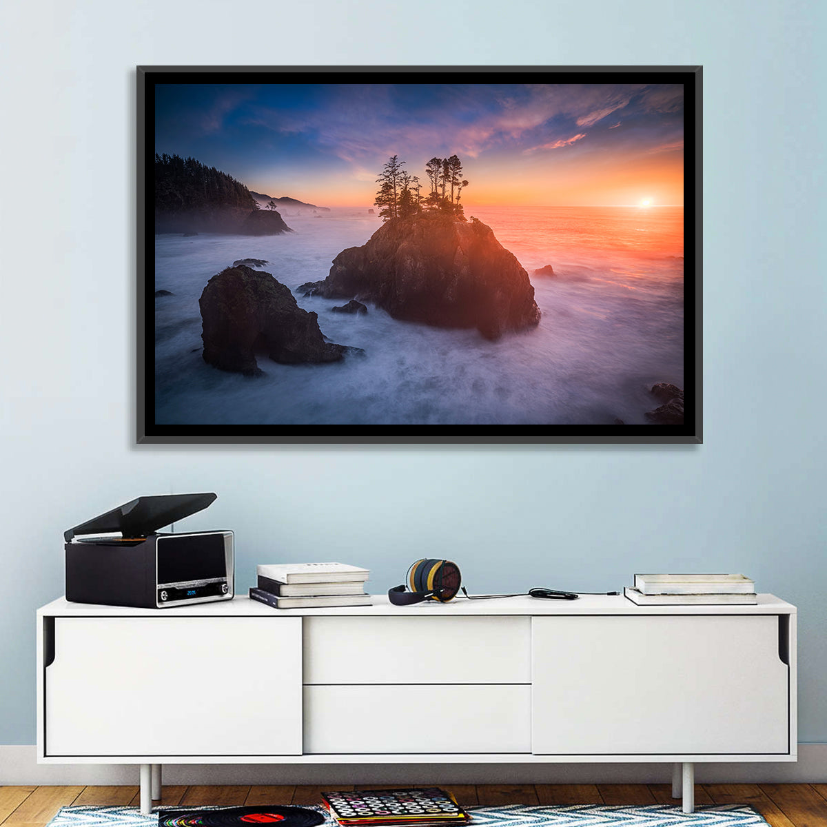 Secret Beach Sunset, Oregon Wall Art in a room, landscape