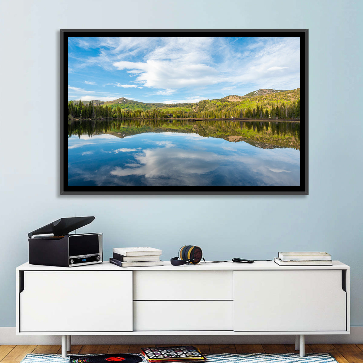 Silver Lake Reflection Wall Art in a room, landscape