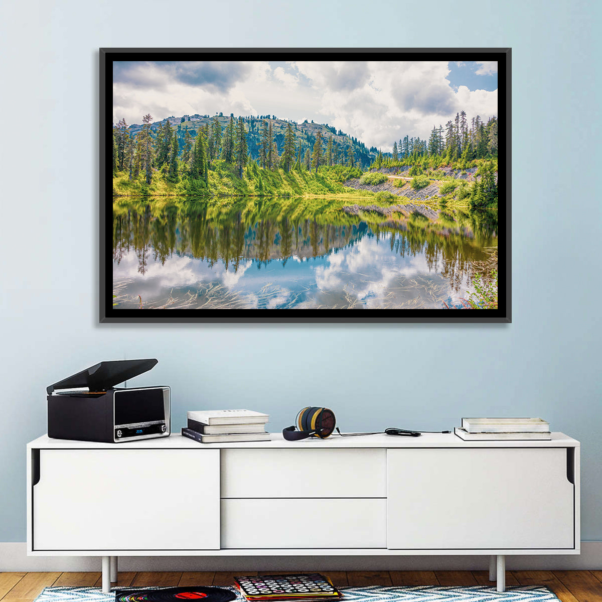 Highwood Lake Reflection Wall Art in a room, landscape
