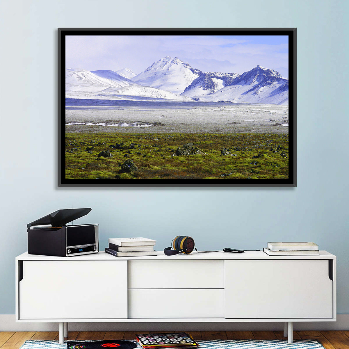 Icelandic Snow and Moss Landscape Wall Art