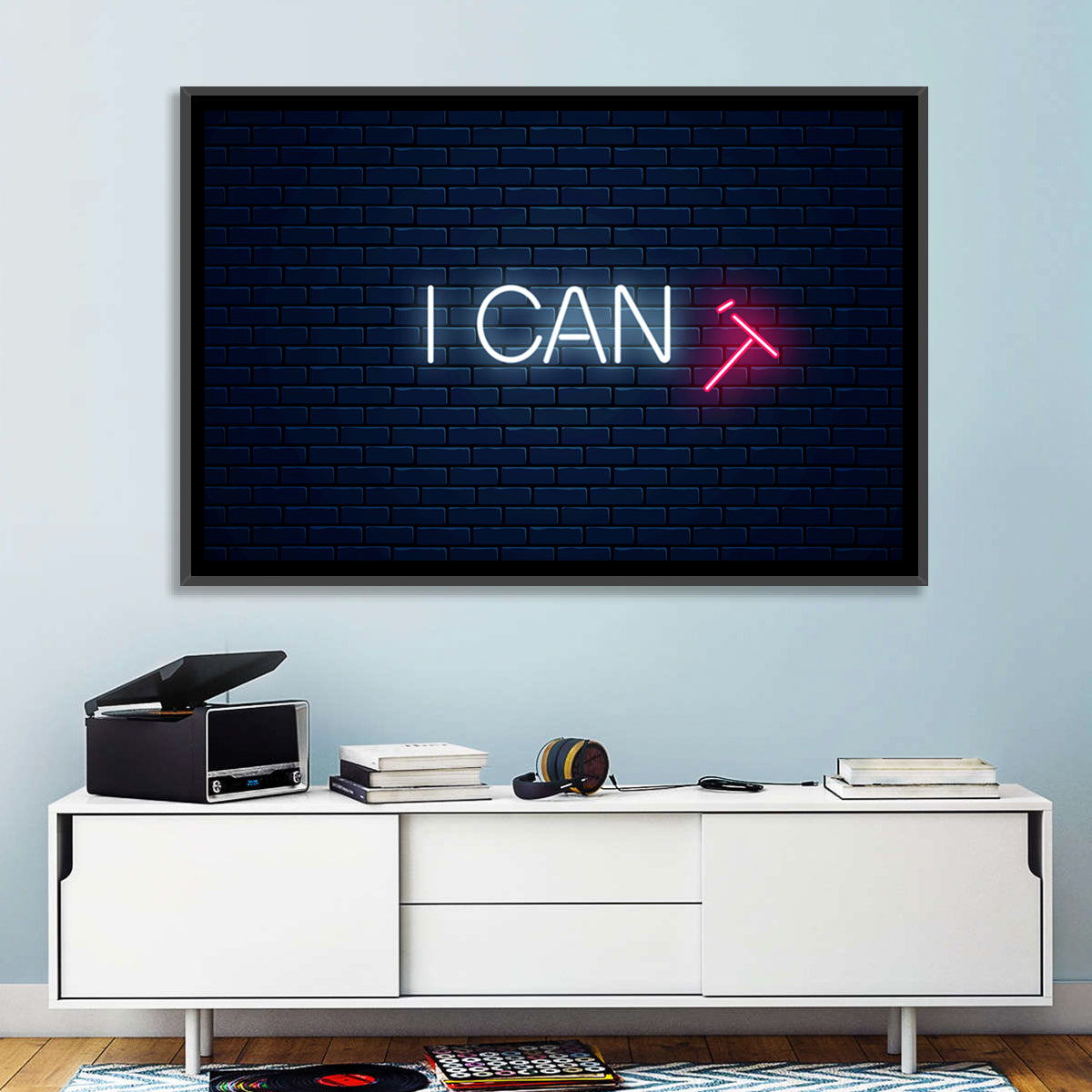 I Can Neon Sign Wall Art in a room, landscape