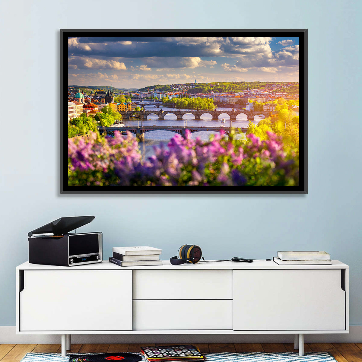 Prague Vltava Bridges in Spring Light Wall Art