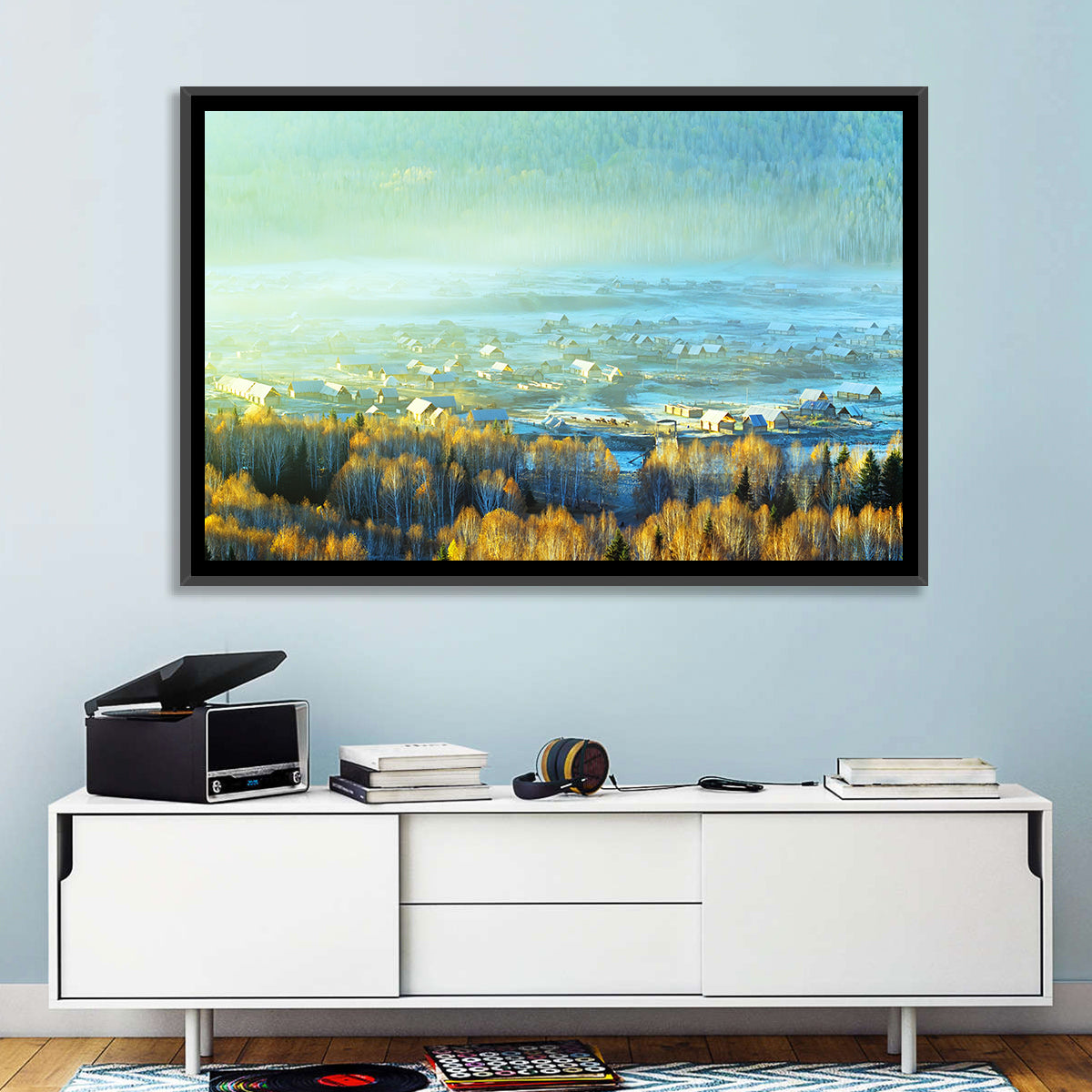 Misty Xinjiang Village Wall Art