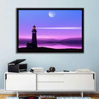 Moonlit Lighthouse Reflection Wall Art