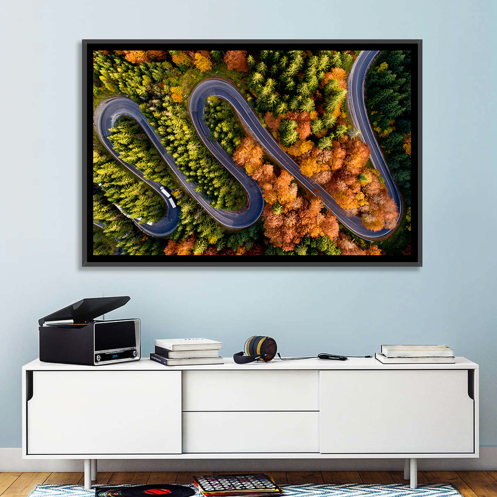 Autumn Aerial Mountain Road Wall Art