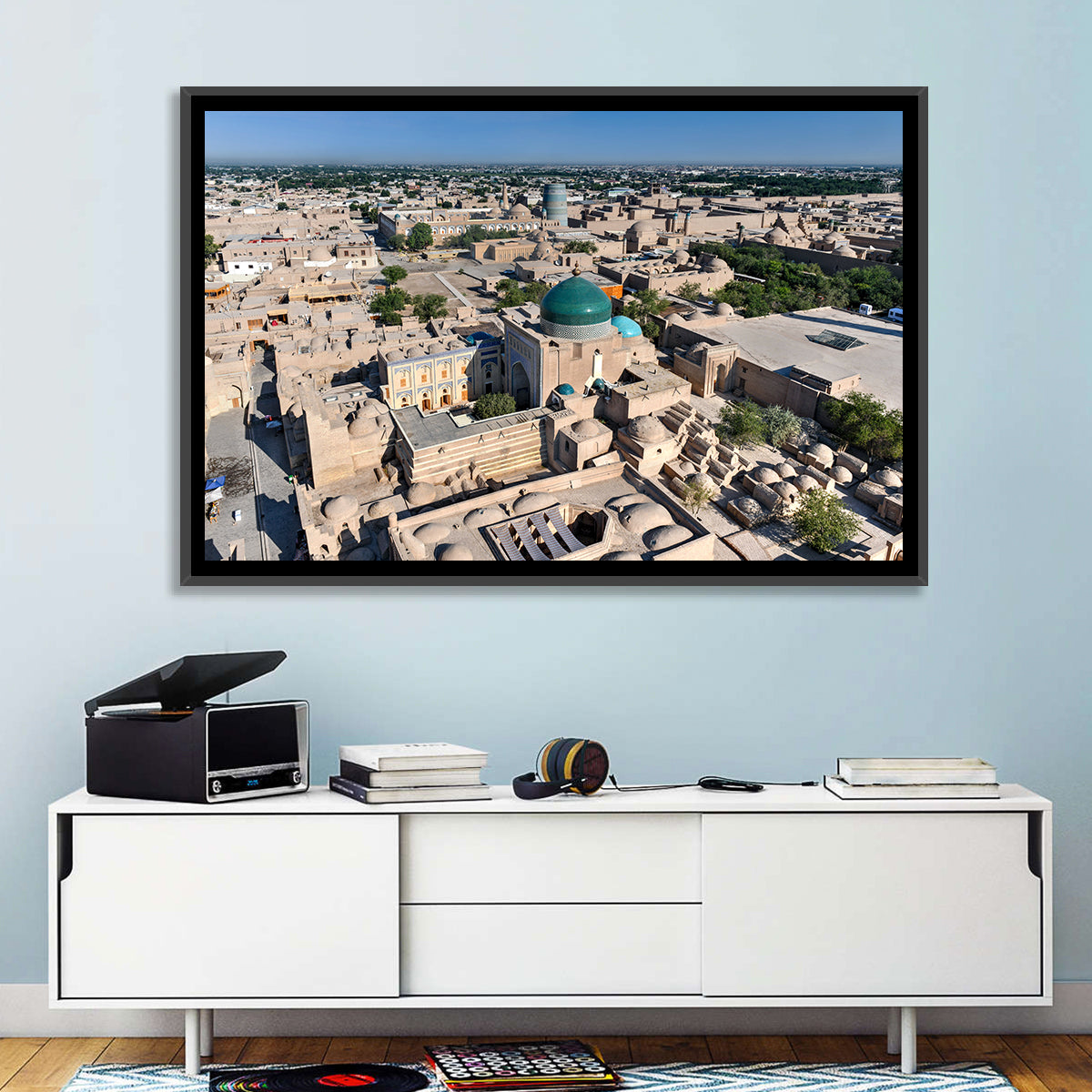 Khiva Green Dome Madrassa Wall Art in a room, landscape