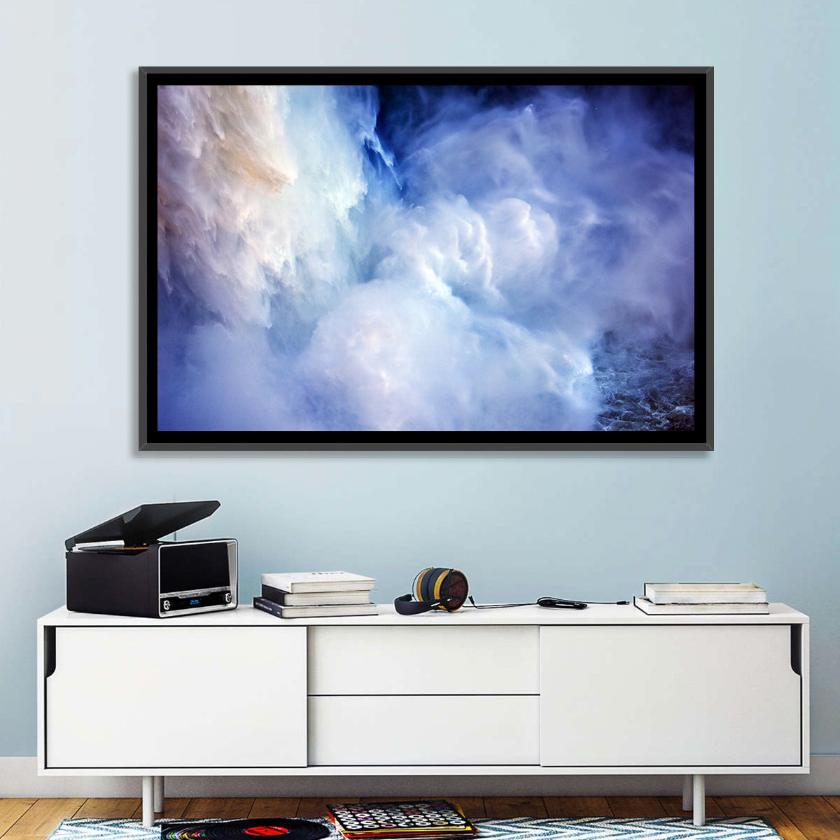 Snoqualme Falls Wall Art in a room, landscape