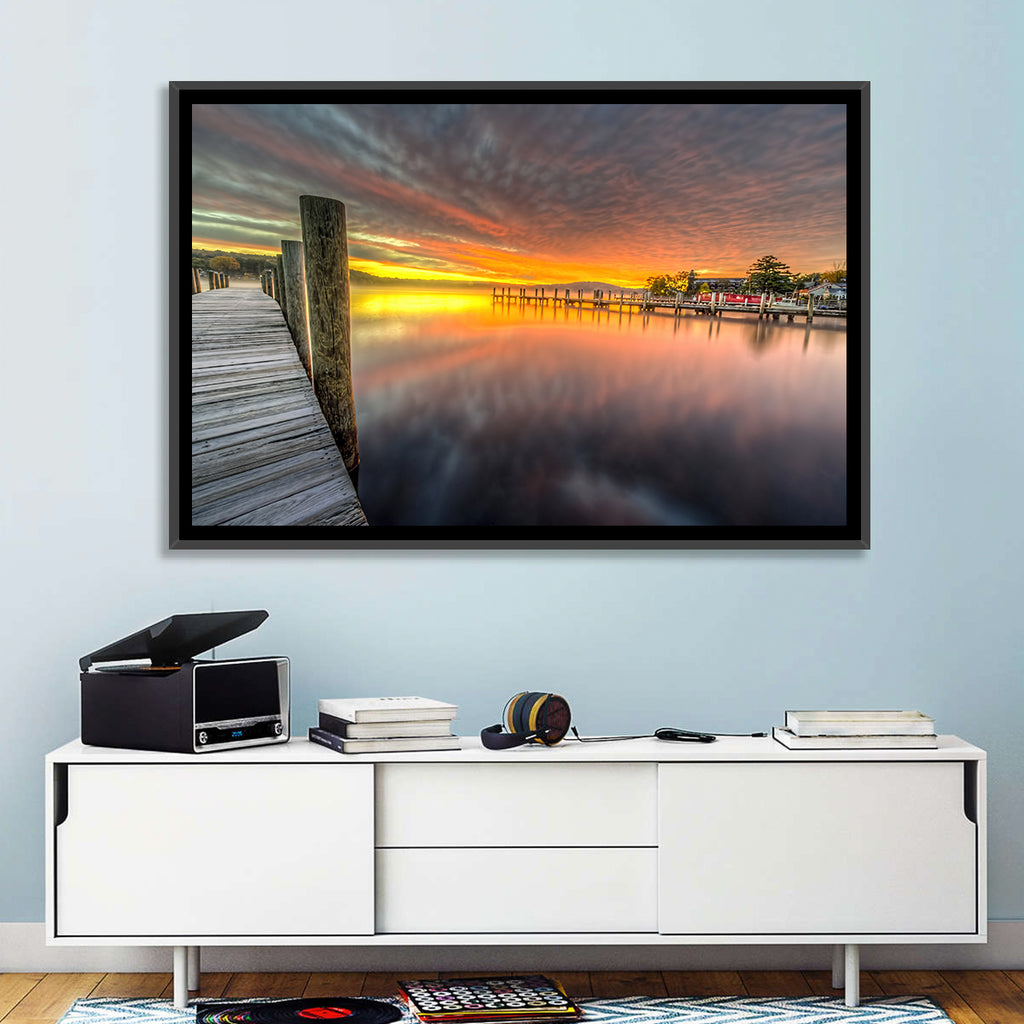Meredith Bay Pier at Sunrise Wall Art