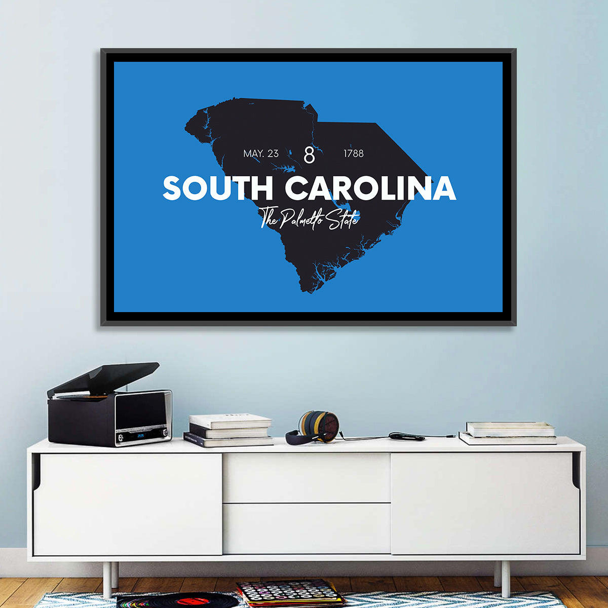 South Carolina State Map Wall Art in a room, landscape