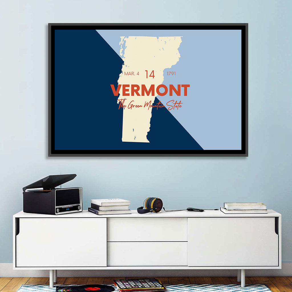 Vermont Map, Green Mountain State Wall Art