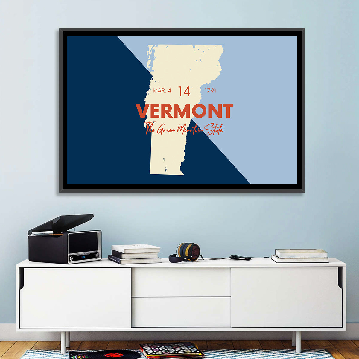 Vermont Map, Green Mountain State Wall Art