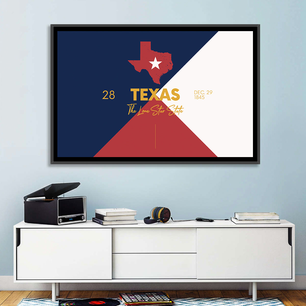Lone Star State Map Wall Art in a room, landscape