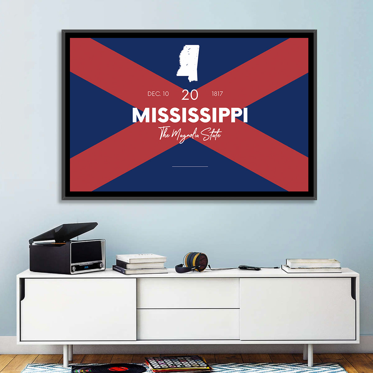 Mississippi Map, the Magnolia State Wall Art in a room, landscape