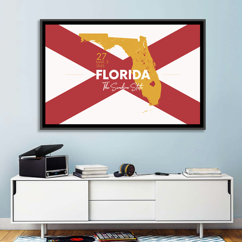 Florida Gold Map Graphic Wall Art