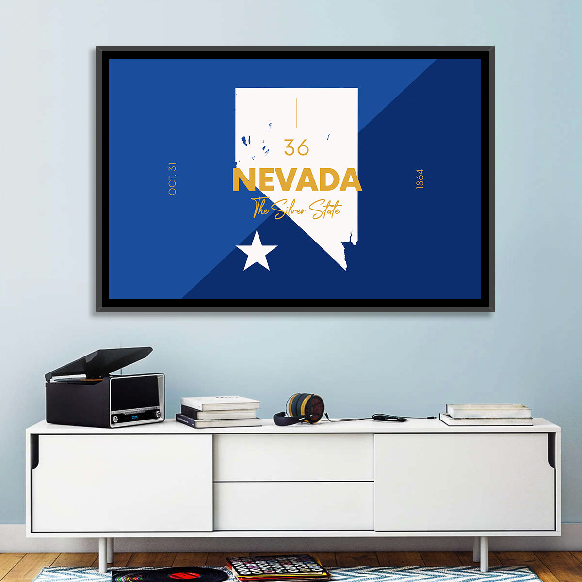 Nevada Map the Silver State Wall Art in a room, landscape