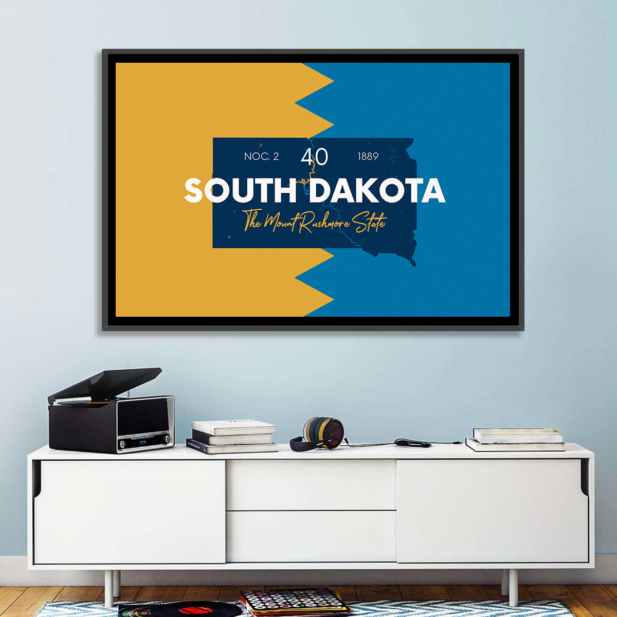 South Dakota Silhouette Map Wall Art