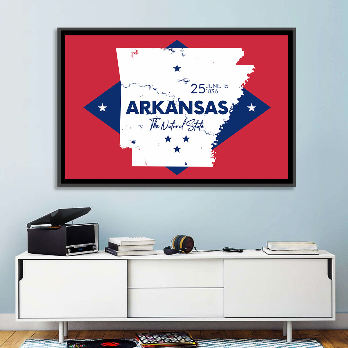 Patriotic Arkansas Map Wall Art