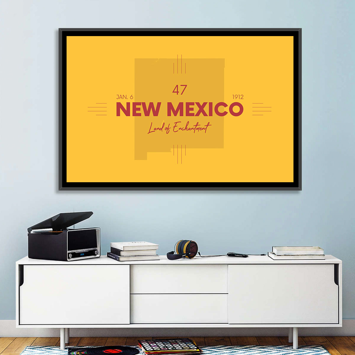 New Mexico Typographic Map 1912 Wall Art in a room, landscape