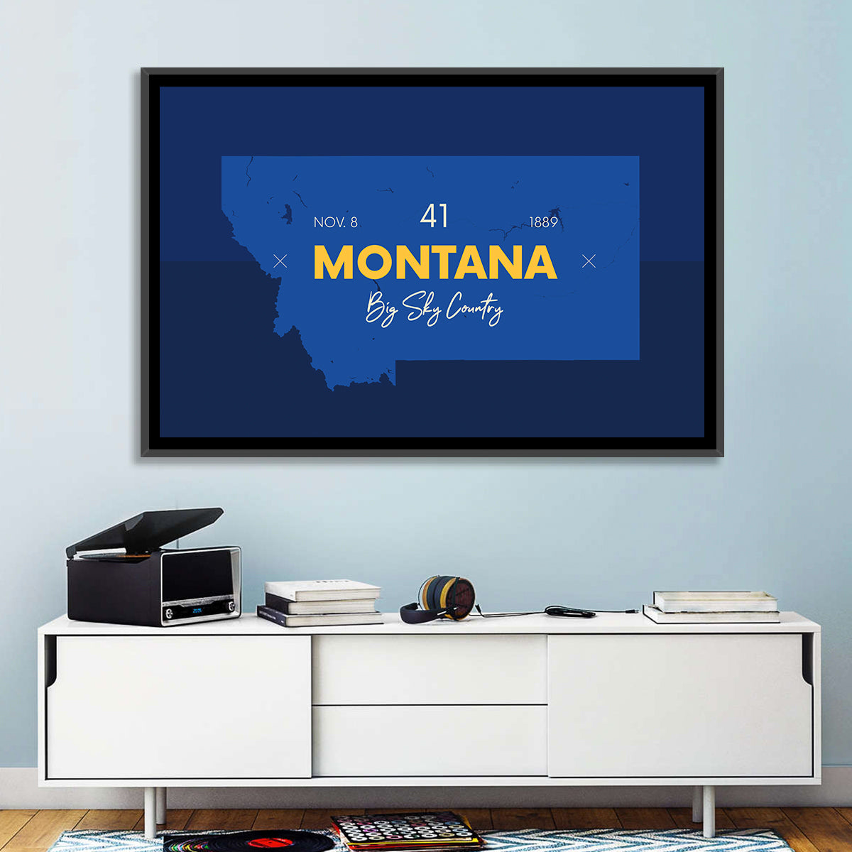 Montana Map Typography Big Sky Country Wall Art