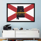 Alabama Map Over State Flag Wall Art