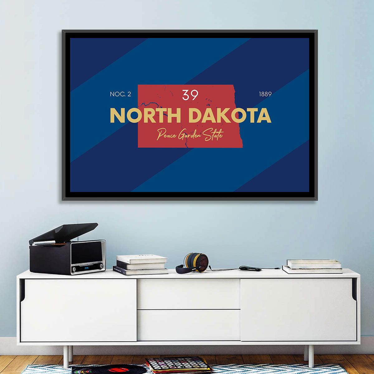 North Dakota Map Graphic Number 39 Wall Art in a room, landscape
