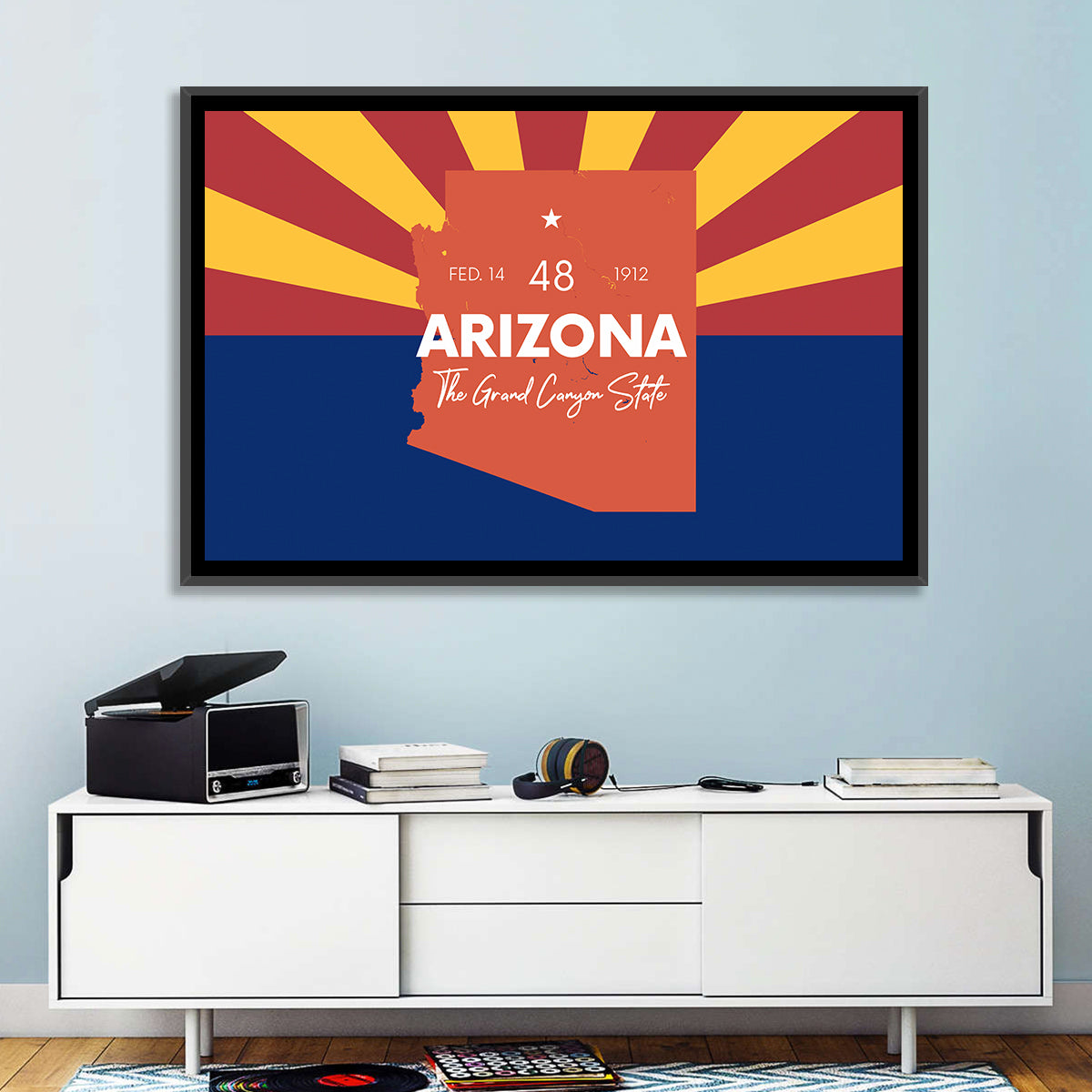 Arizona Sunburst Map Wall Art in a room, landscape