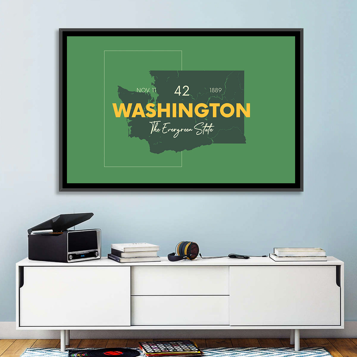 Minimalist Washington State Map Wall Art