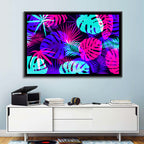 Neon Tropical Leaves Wall Art