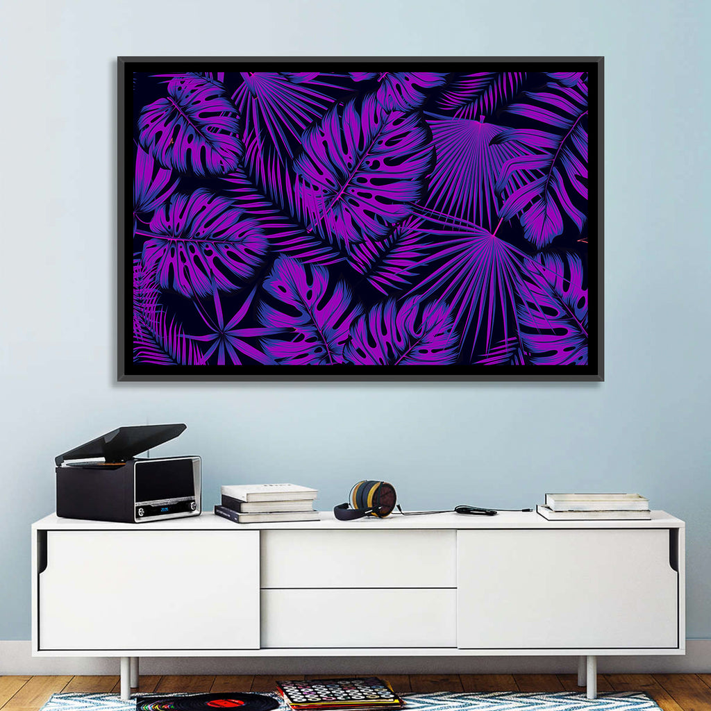 Violet Tropical Leaves Wall Art