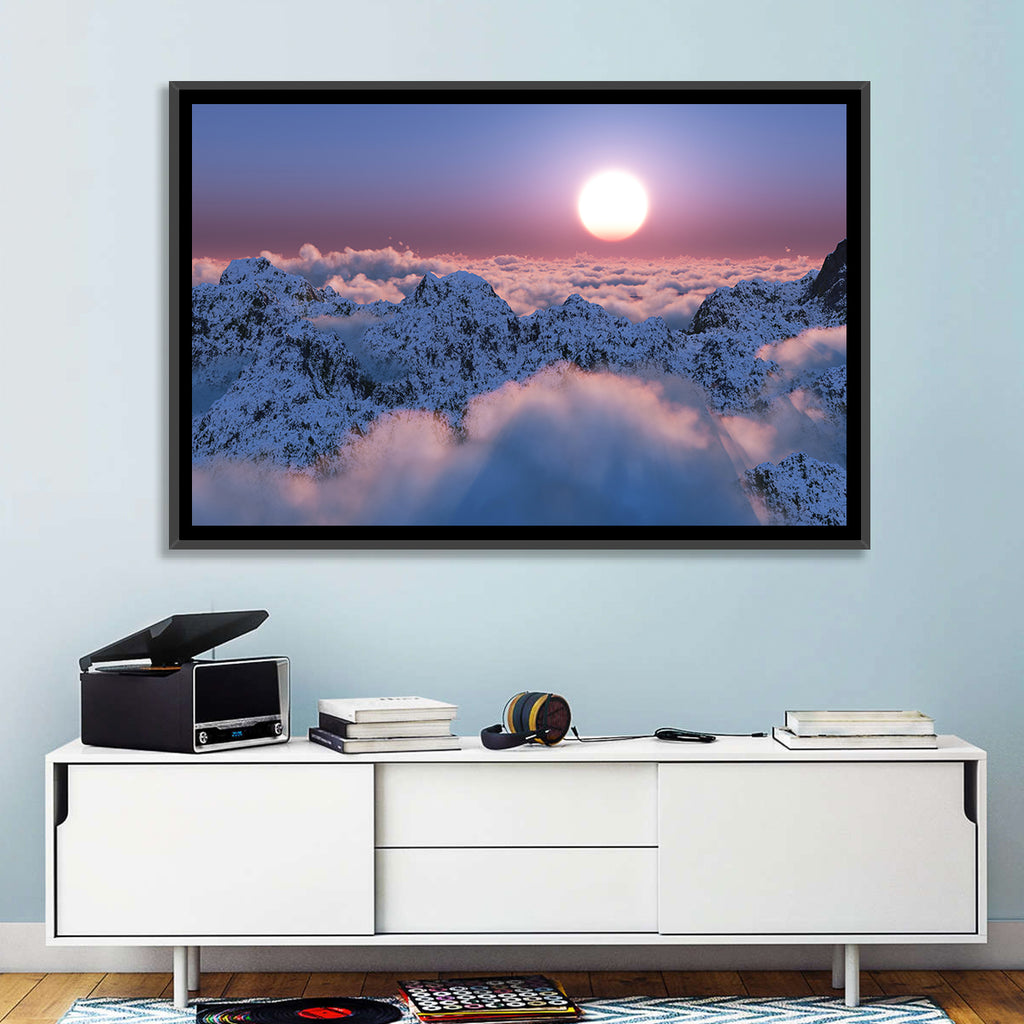 Sunset Above Snowy Mountains Wall Art