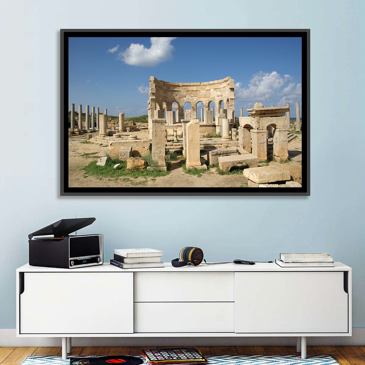 Leptis Magna Stone Ruins Wall Art in a room, landscape