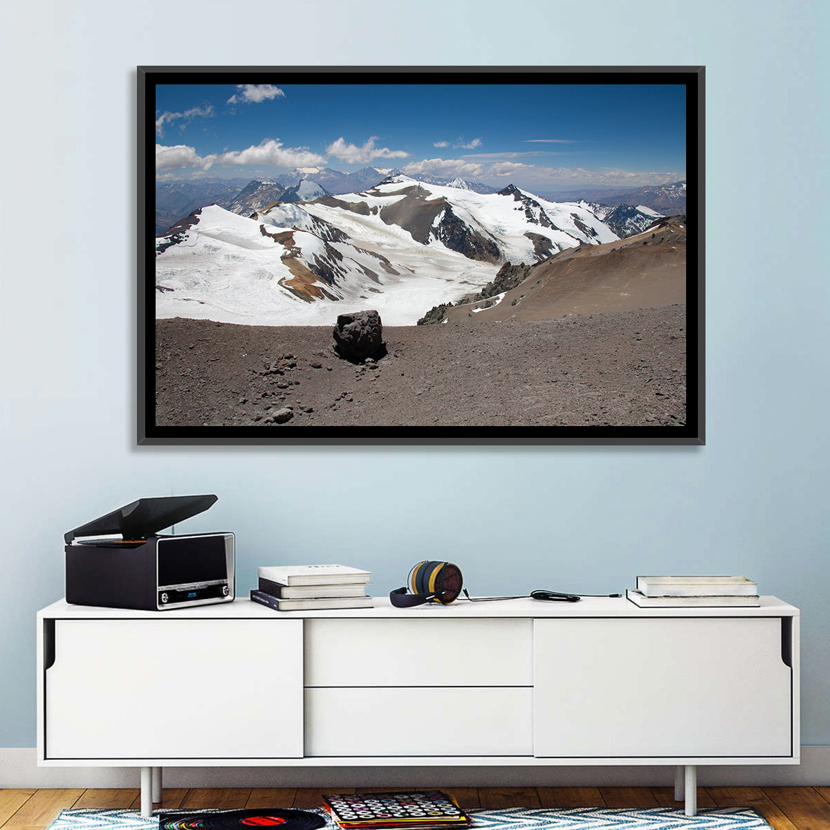Aconcagua Glacial View Wall Art in a room, landscape