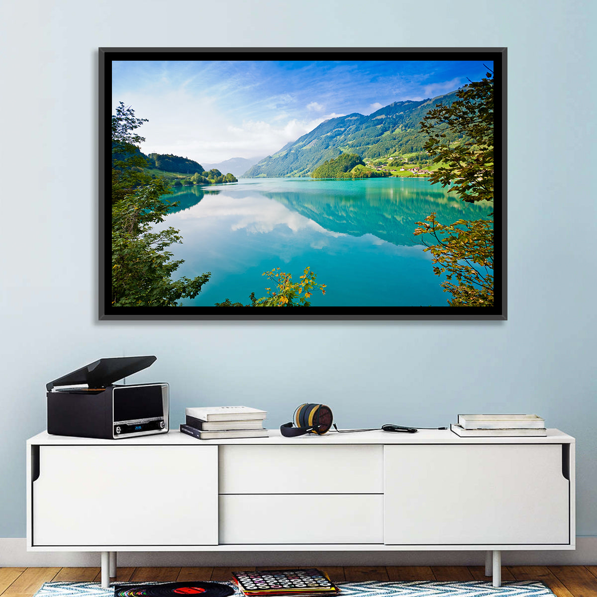 Emerald Lake Wall Art in a room, landscape