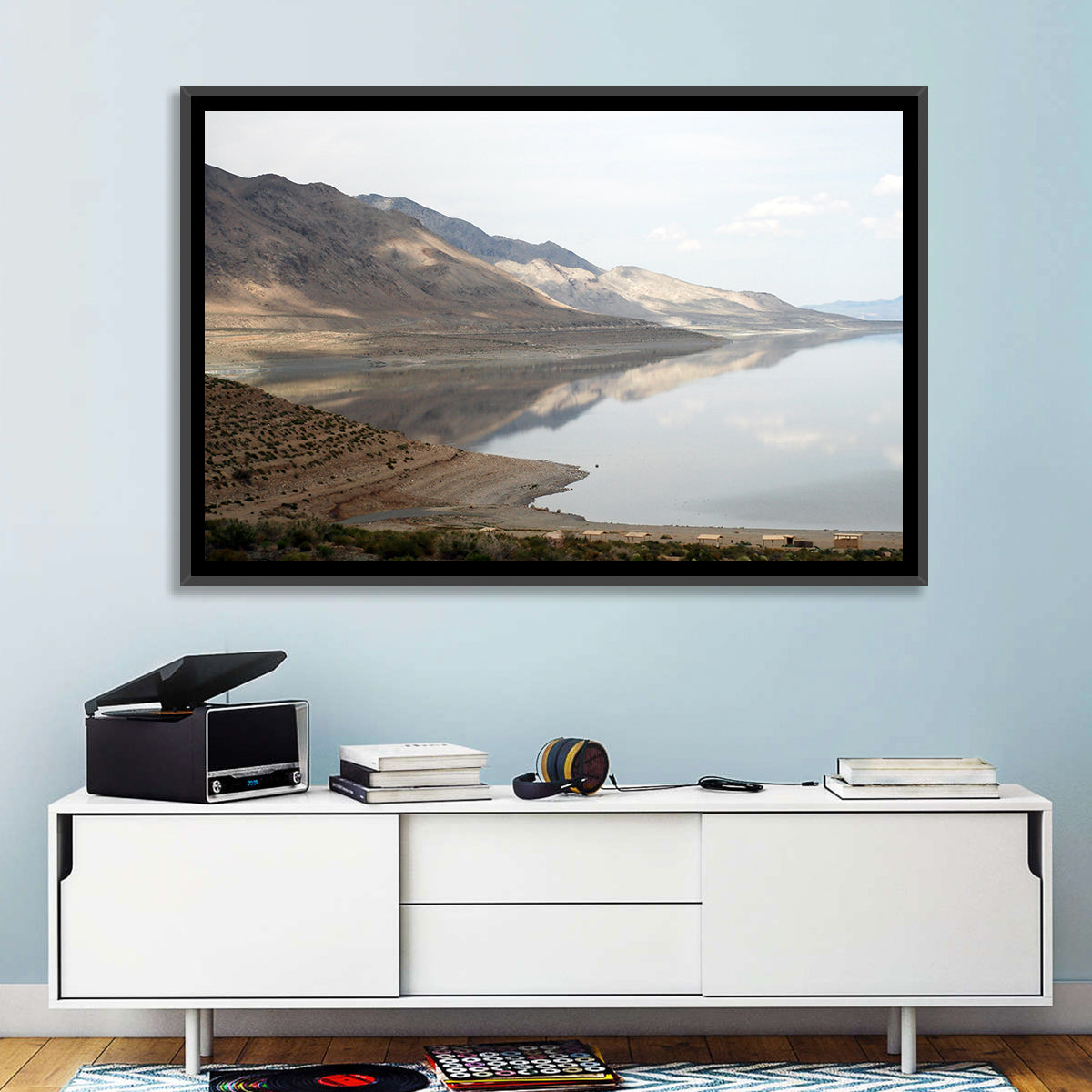 Walker Lake Reflections Wall Art in a room, landscape