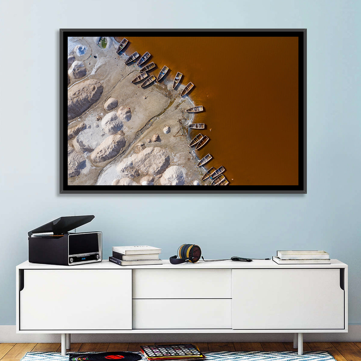 Salt Piles at Lake Retba Wall Art in a room, landscape
