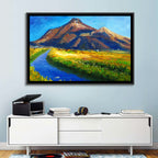 Mountain Village Stream at Golden Hour Wall Art