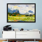 Summer Meadow Watercolor Landscape Wall Art