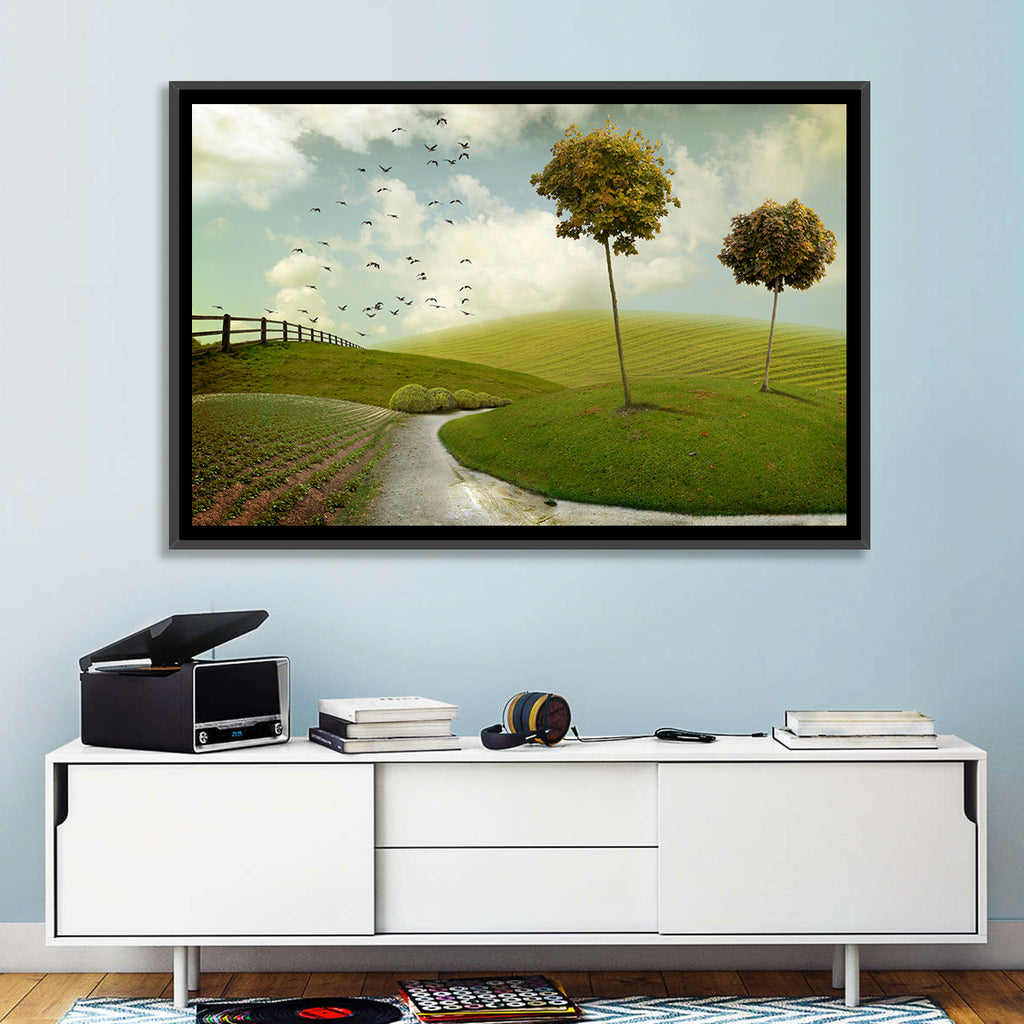 Serene Green Hills Pathscape Wall Art